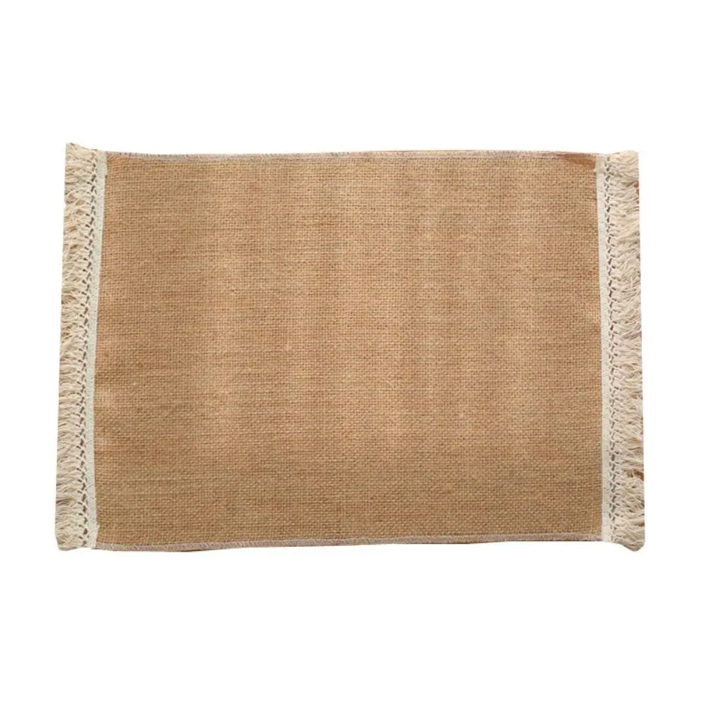 CreativeSquareDinnerTableMatsPadsWithLaceNaturalJutePlacemats