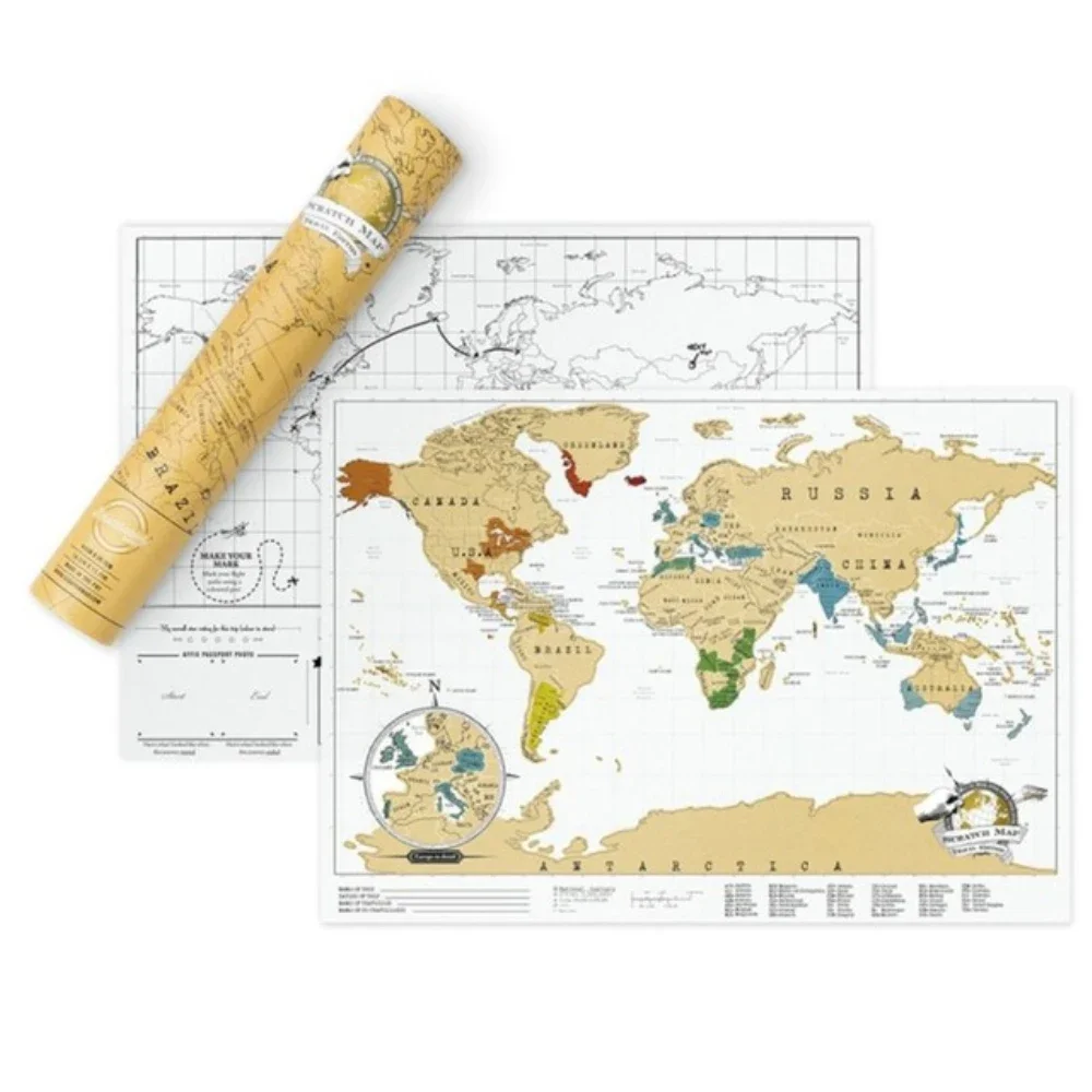 Deluxe Europe Scratch Maps with Colorful Capitals, Cities, Landmarks, Cartography - Подарунок для подорожей 1 шт. World-Scratch Maps 9