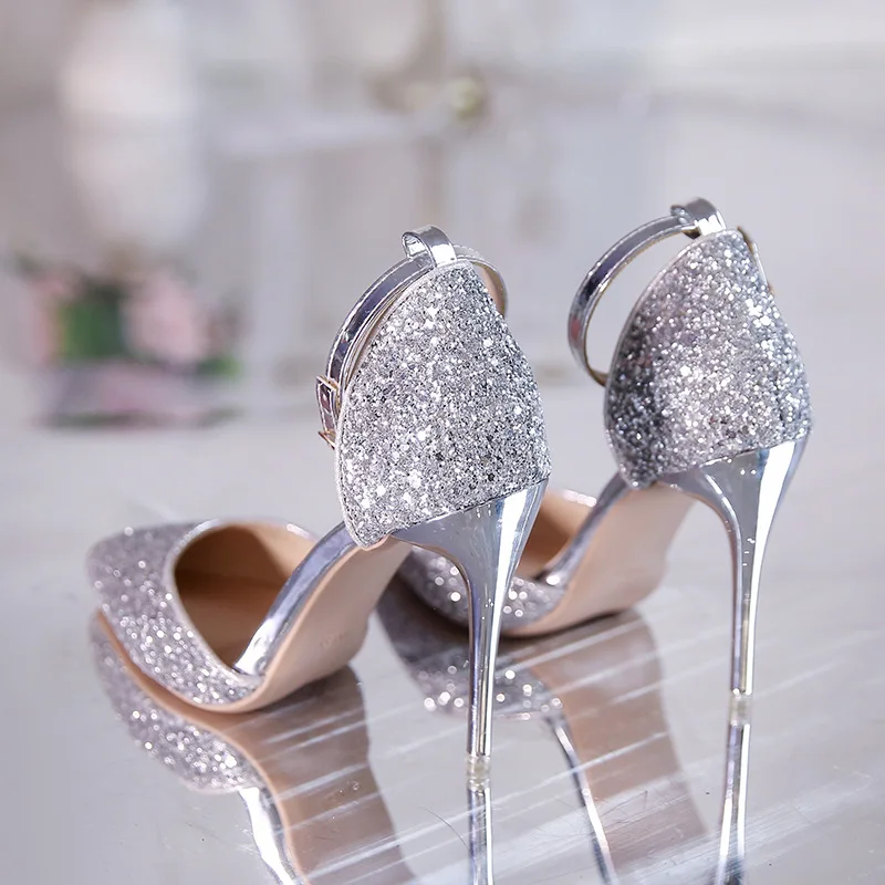Dress Shoes Ladies Silver High Heel Shoes Ball Gown High Heels