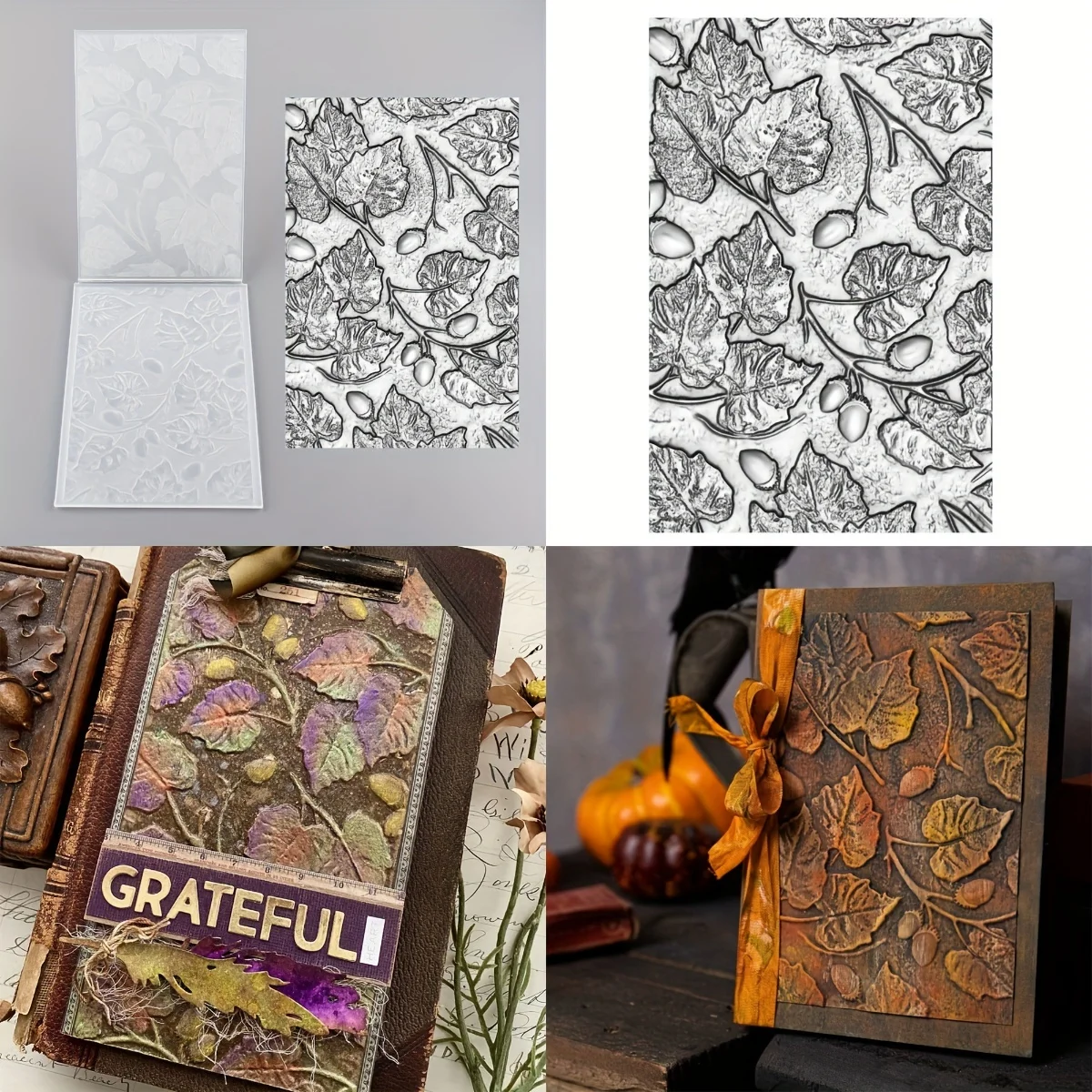 Acorn Leaves 3D Embossing Folder Patterns Templates Adding Texture Dimension Craft DIY Scrapbooking Card Background