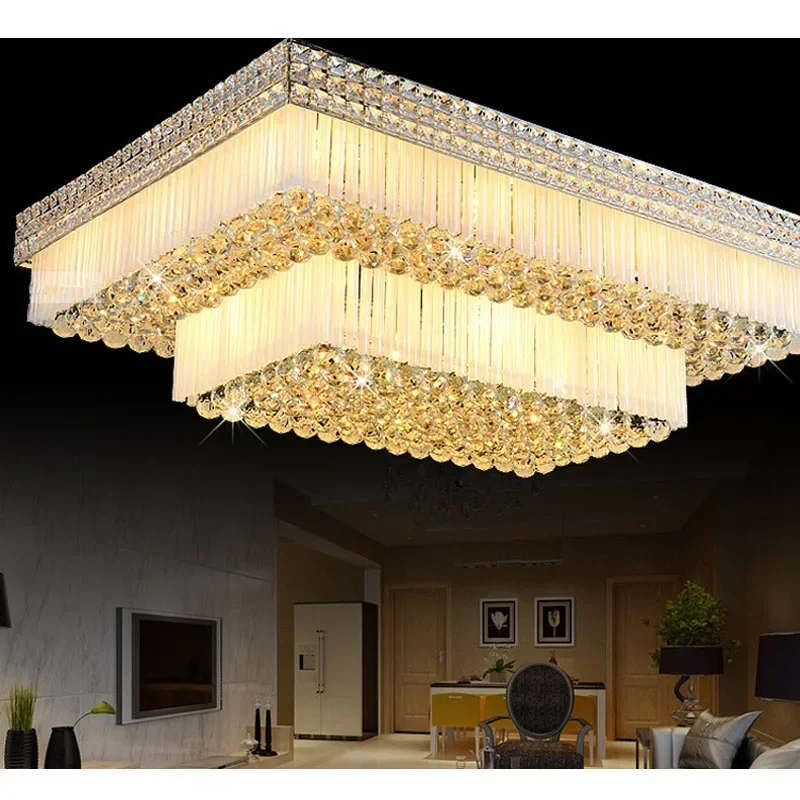 Rectangular pendant chandelier, golden led ceiling lights for bedroom living room and restaurant manufacturers