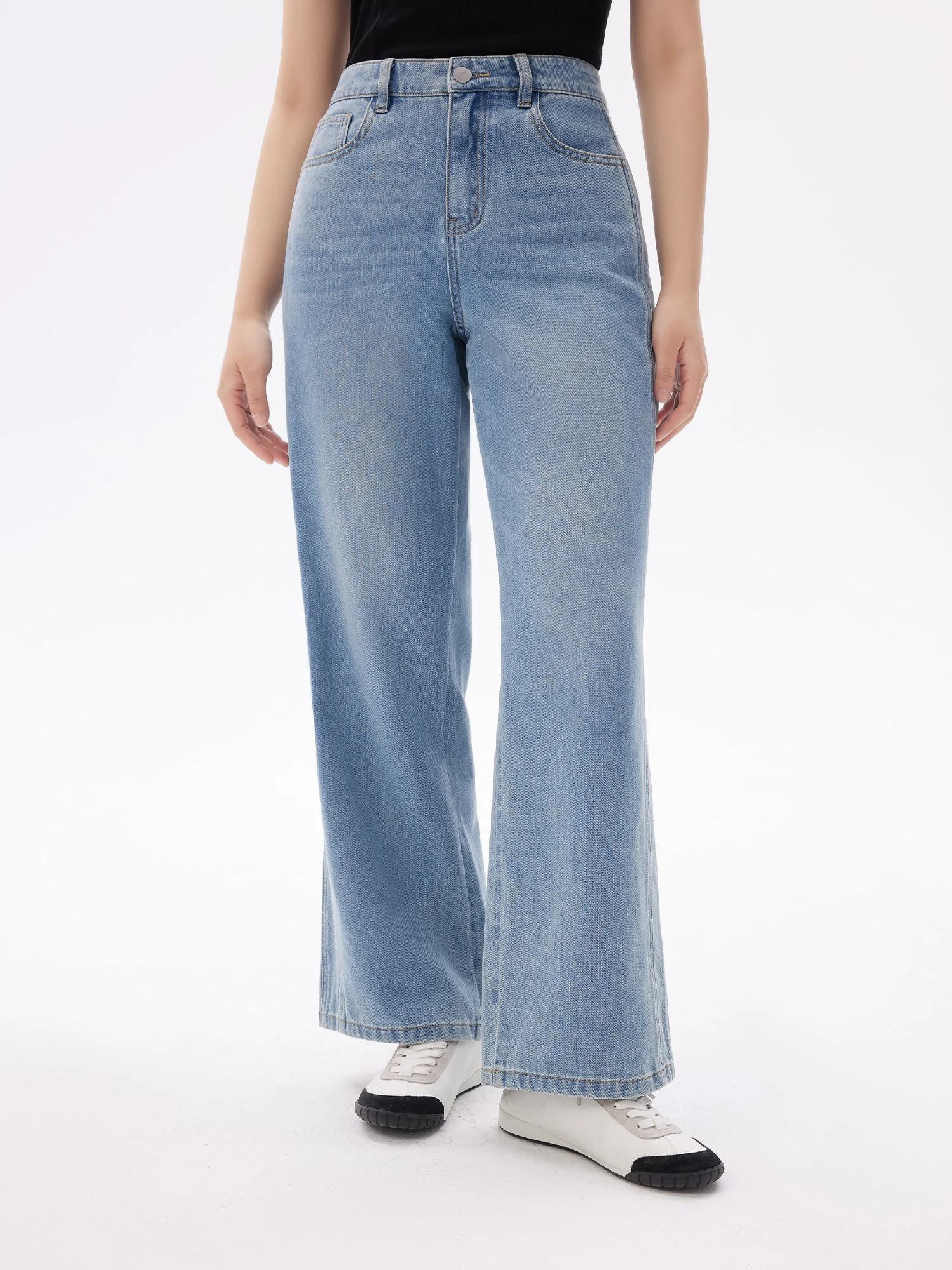 DUSHU Women Winter Lightfleece Jeans Thicken Cotton Elastic Tapered Jean Dark Denim Blue Female Casual Long Pants 24DS84215 main image 1
