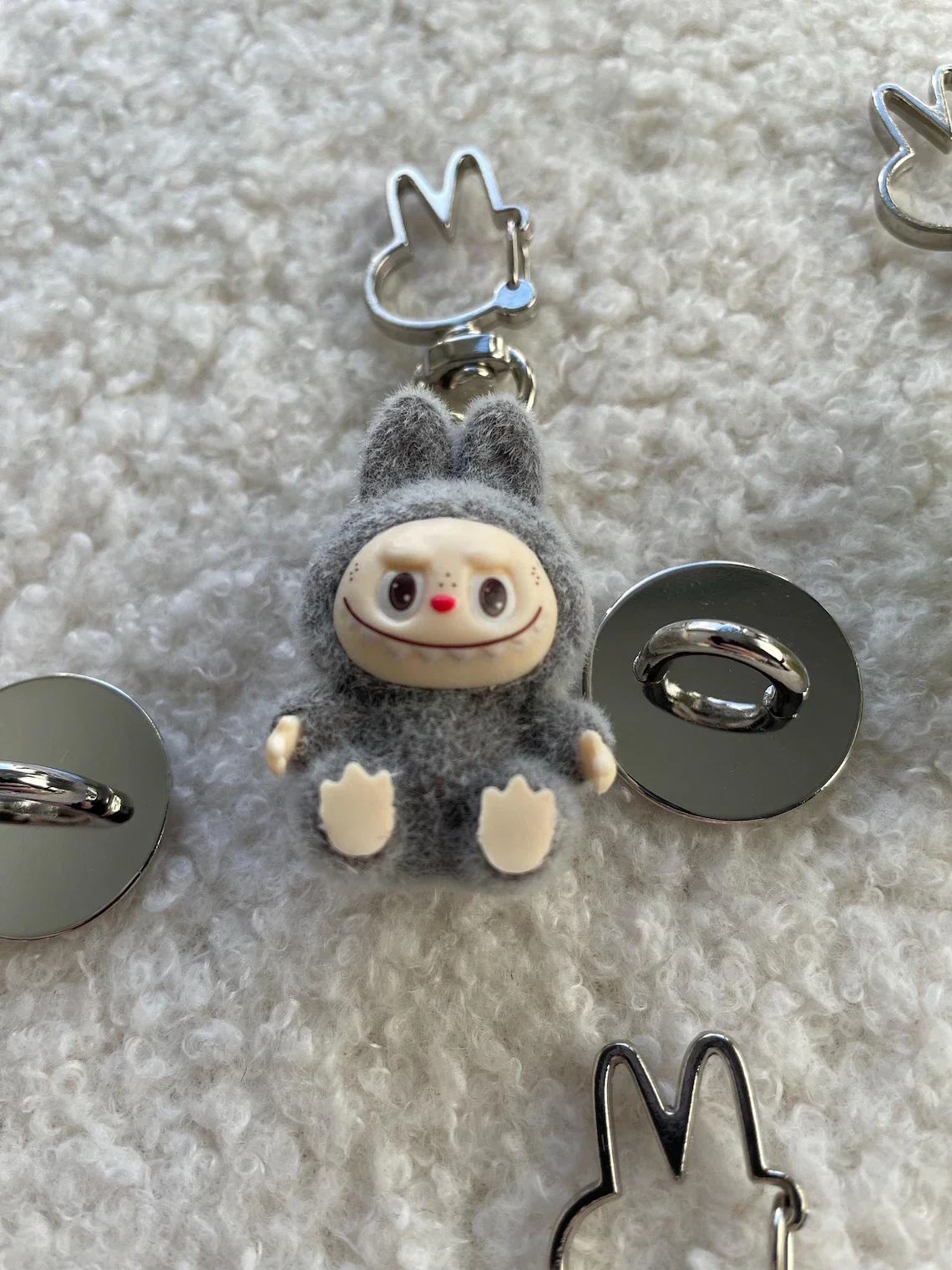 Labubu Keycharm Sticky Mini Rabbit Clasp Popmart stitch keychains anime keychain mobile phone keychain phone keychain key chains rabbit fur keychain key chain accessories car pendant key chain