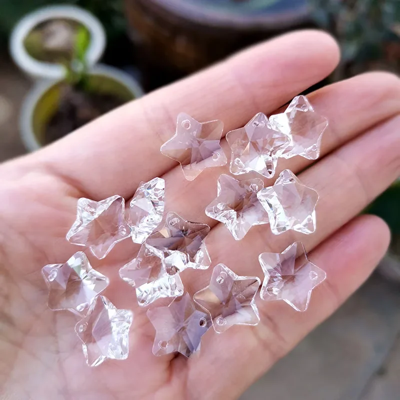 14mm Crystal Star Beads 2 Holes Glass Suncatcher Accessories Chandelier Prisms Part Wedding Home Decoration DIY Jewelry Making crystal beads,crystal sun catcher