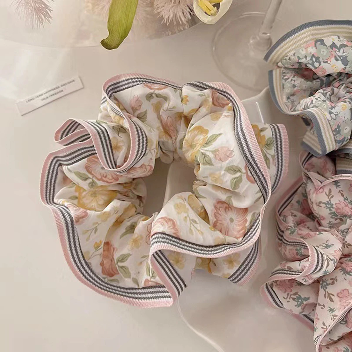 

Korean Style Hair Ties Retro Flower Super Big Rubber Bands Hair Rope Ponytail Holder Elastic Hair Bands Hair Accessories