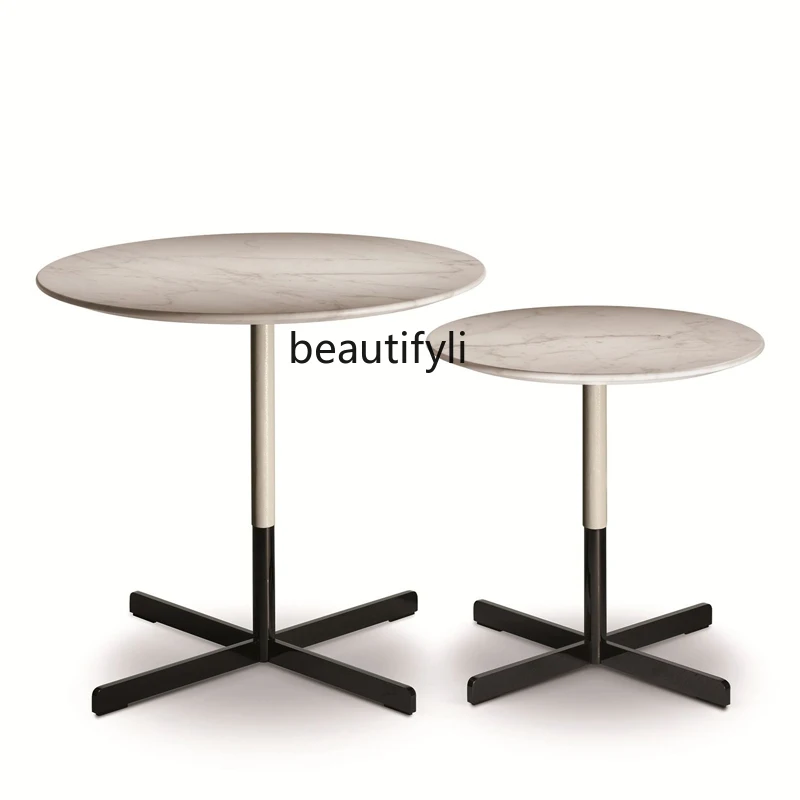 

zqDining Table Nordic Light Luxury Small Apartment round Table Modern Simple and Natural Marble Coffee Table Conference Table