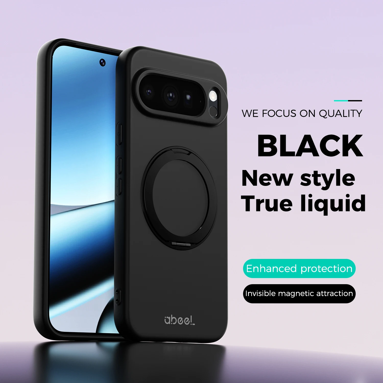 Luxury Silicone Phone Case with 360° Rotating Magnetic Holder and Stand, Skin-Friendly Feel