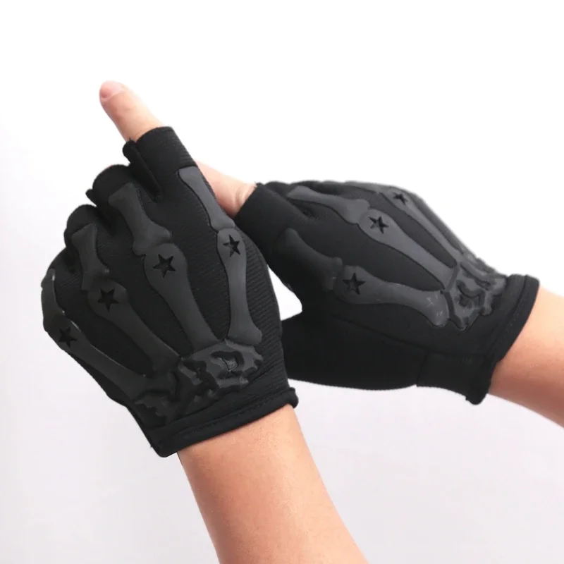 Men Riding Fingerless Gloves Non-slip Half Finger Tactical Gloves for Motorcycle Cycling Hiking Hunting Outdoor Sports Mittens