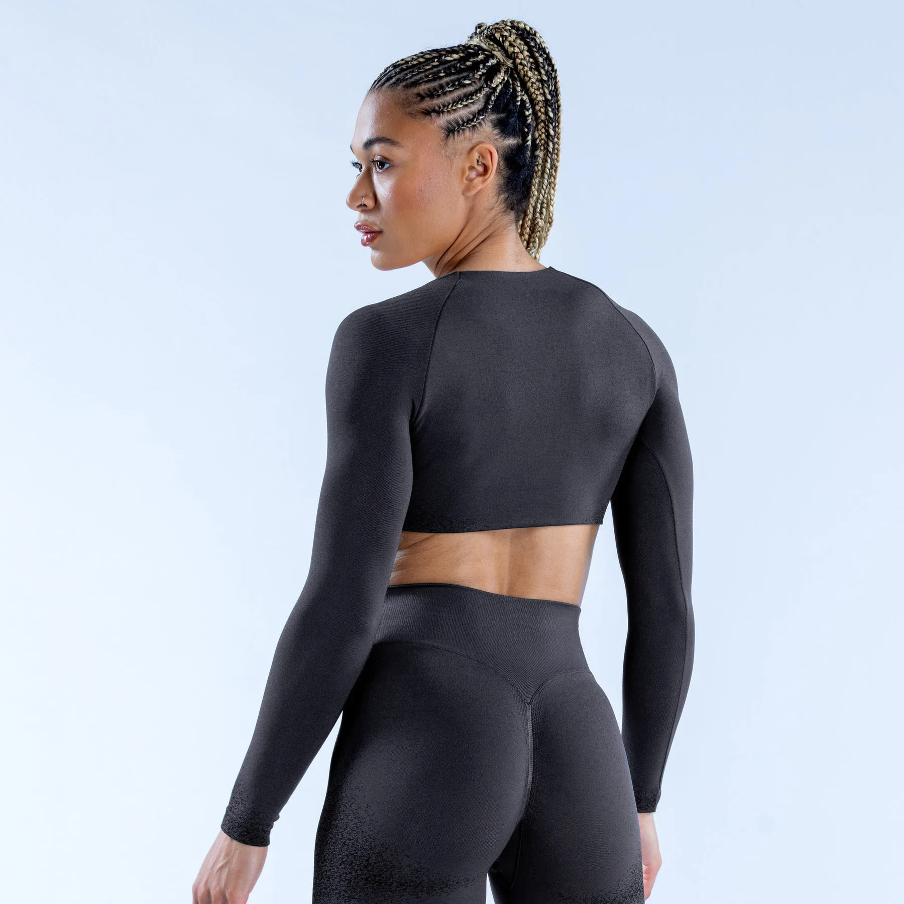 Yoga T-Shirt Ignite Twist Front Crop Top Long Sleeves Deep V Leaky Navel Sports Women Gym Clothes