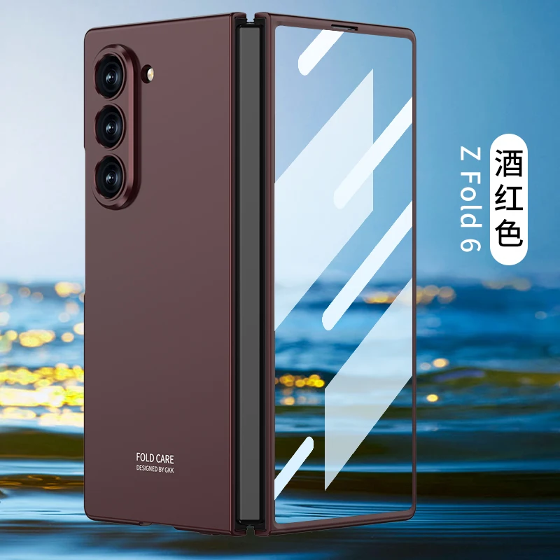 GKK Shockproof Armor Matte Case with Outer Screen Glass Protector for Samsung Galaxy Z Fold