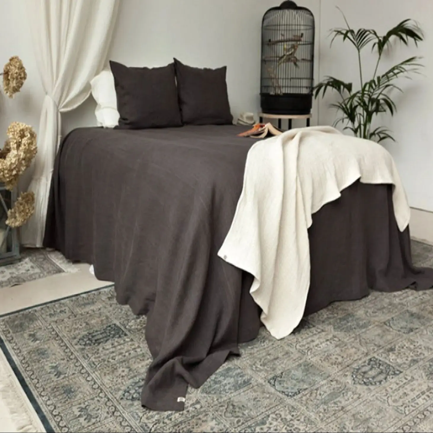 Washed French Bed linens Pure linen Bedsheets 1Piece for Single and double bed
