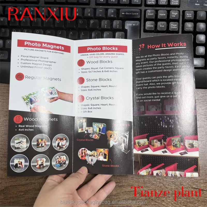 Custom Blue custom double sided printing design color paper brochure folding Flyer/Leaflet/Catalogue/Booklet Printing