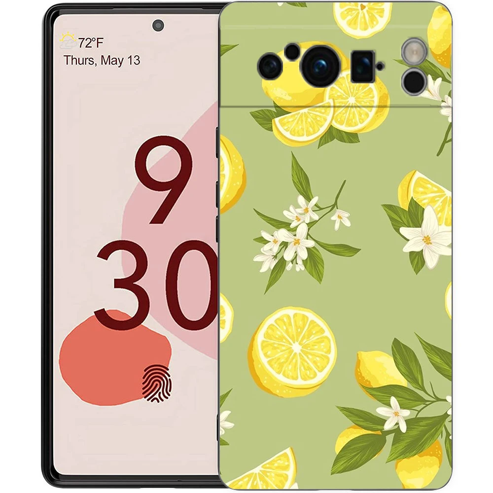 Vintage Lemon Design Shockproof Phone Case - Black Soft TPU Cover