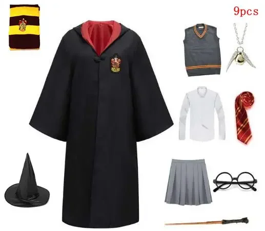thumbnail image 1 of Nueva capa mágica, bata, disfraz de Hermione Granger, disfraz de Harry Potter, bufanda LED, gafas, ropa de Cosplay de Gryffindor, accesorios de regalo, 1 of 5
