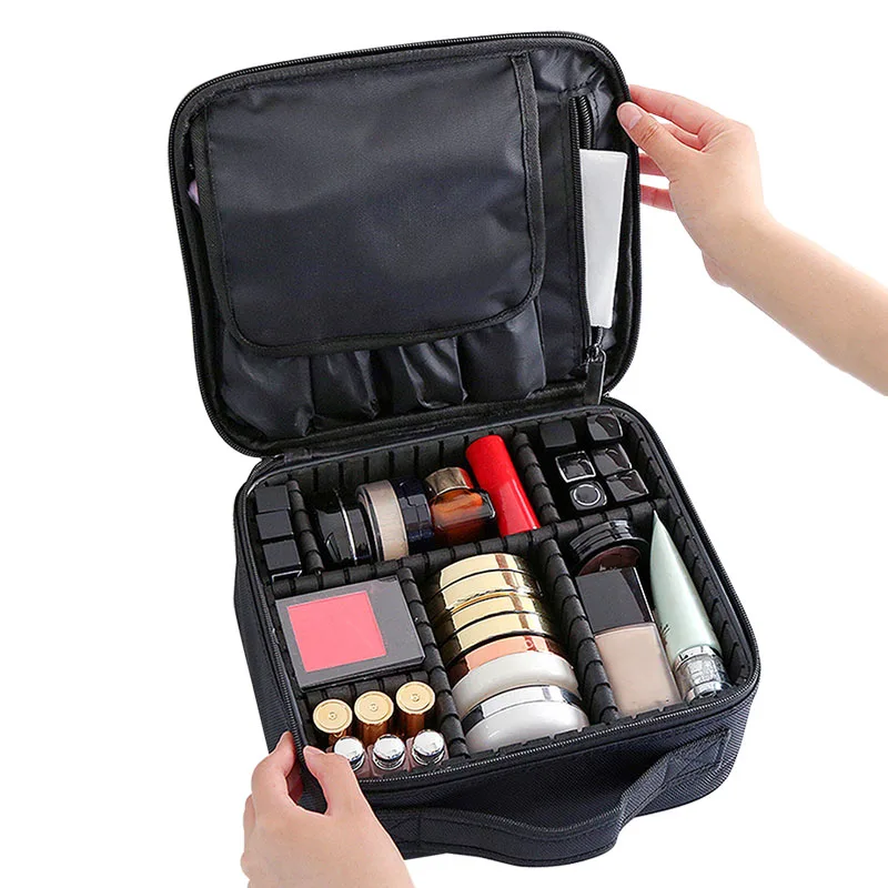 Borsa da Viaggio per Trucchi da Donna, Beauty Case Impermeabile con Scomparto per Pennelli, Organizer Professionale per Strumenti di Bellezza, Design Ricamato