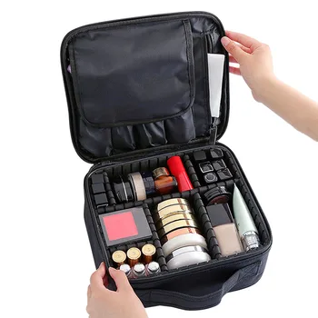 Borsa da Viaggio per Trucchi da Donna, Beauty Case Impermeabile con Scomparto per Pennelli, Organizer Professionale per Strumenti di Bellezza, Design Ricamato