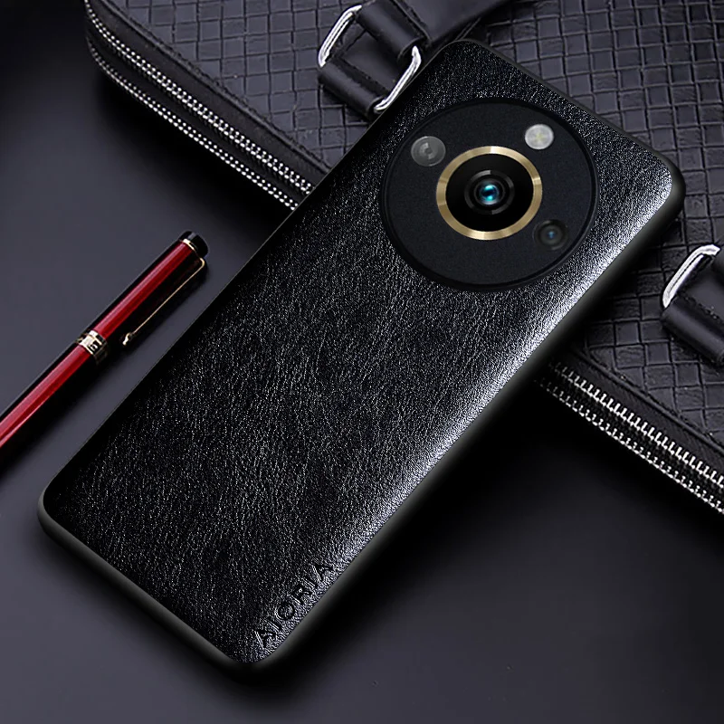 Luxury PU Leather Phone Case with Soft TPU & Hard PC - Business Solid Color Design