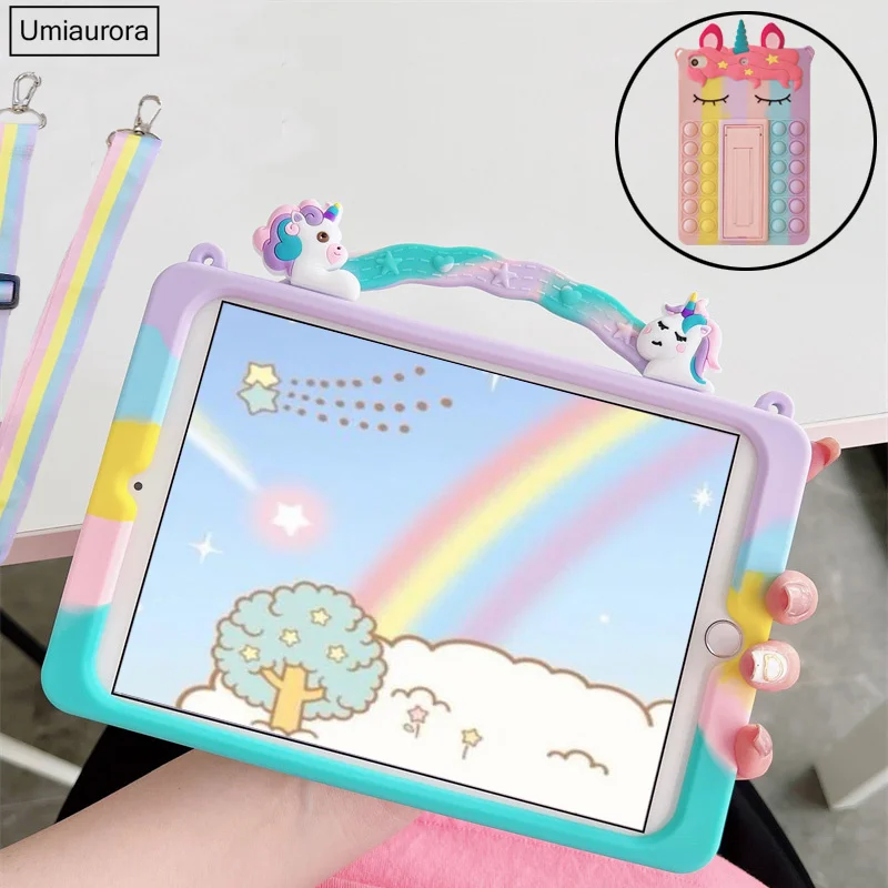 

Cartoon Unicorn Kids Bubble Case For Samsung Galaxy Tab A8 10.5 SM-X200 X205 S6 A7 Lite T500 P610 T290 T220 Silicon Tablet Cover