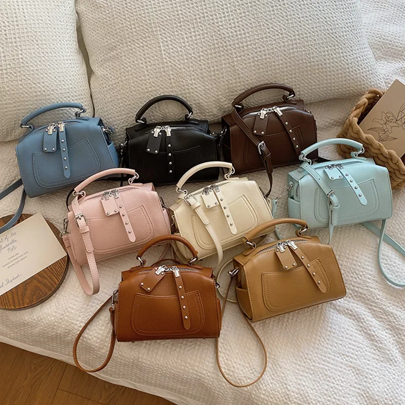 

Популярные сумки Amazon с заклепками для женщин, роскошный дизайн 2024, новая Универсальная высококачественная маленькая квадратная сумка через плечо