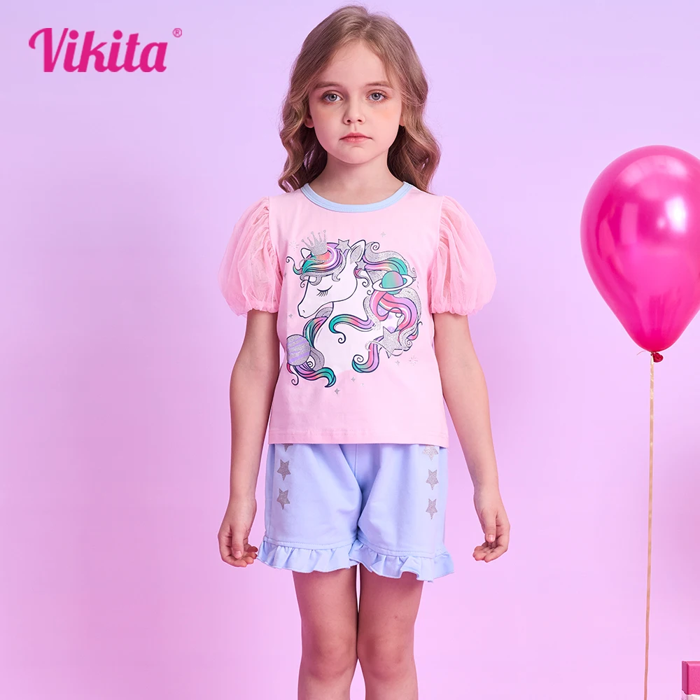VIKITA Mädchen T-Shirt Langarm | Baumwolle Mit Meerjungfrau Print | Für Mädchen 2-12 Jahre