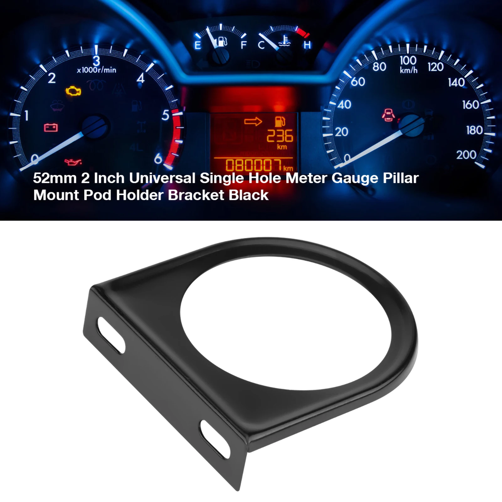 Universal Single Hole Meter Gauge Pillar Mount Pod Holder Bracket 52mm 2 Inch With car meters holder