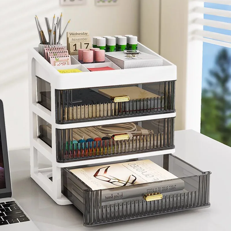 Drawer Storage Desk Organizer Stationery Transparent Office Supplies Organizers Accessories Box Plastic Organizing Boxes School desktop storage box stationery organizer stationery storage box