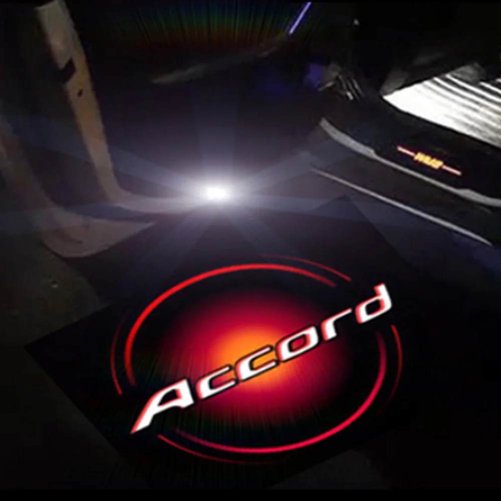 2pcs Red Accord Logo Badge Courtesy Light For Honda Odyssey CR-Z Crosstour Spirior Elysion Car Door |