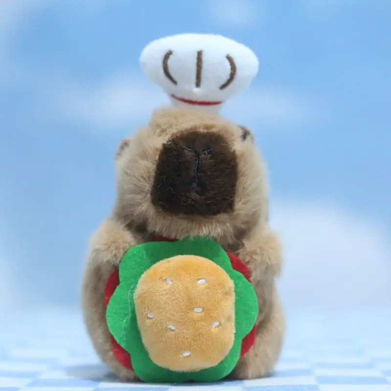 12pcs/lot cute 12cm animal Capybara French fries Plush TOys Keyring  hamburger Capibara pufferfish Dolls Pendants GIfts 3