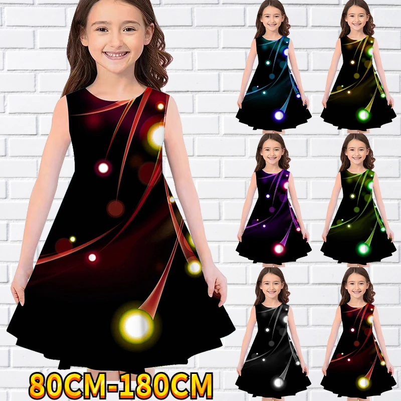 

Kids Little Girls Sleeveless Dress Girls Dress 3D Kid Gradient Print Daily Casual Cute Sweet Over Knee Sleeveless Dress 80-180CM