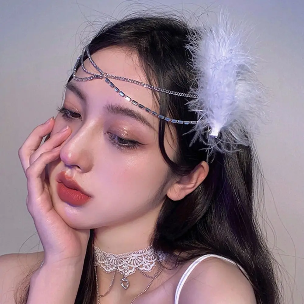 

Hair Ornament Alloy Girls Gift Chain Headdress Feather Hairpin Korean Style Hair Clip Bow Duckbill Clip Women Hair Accessories
