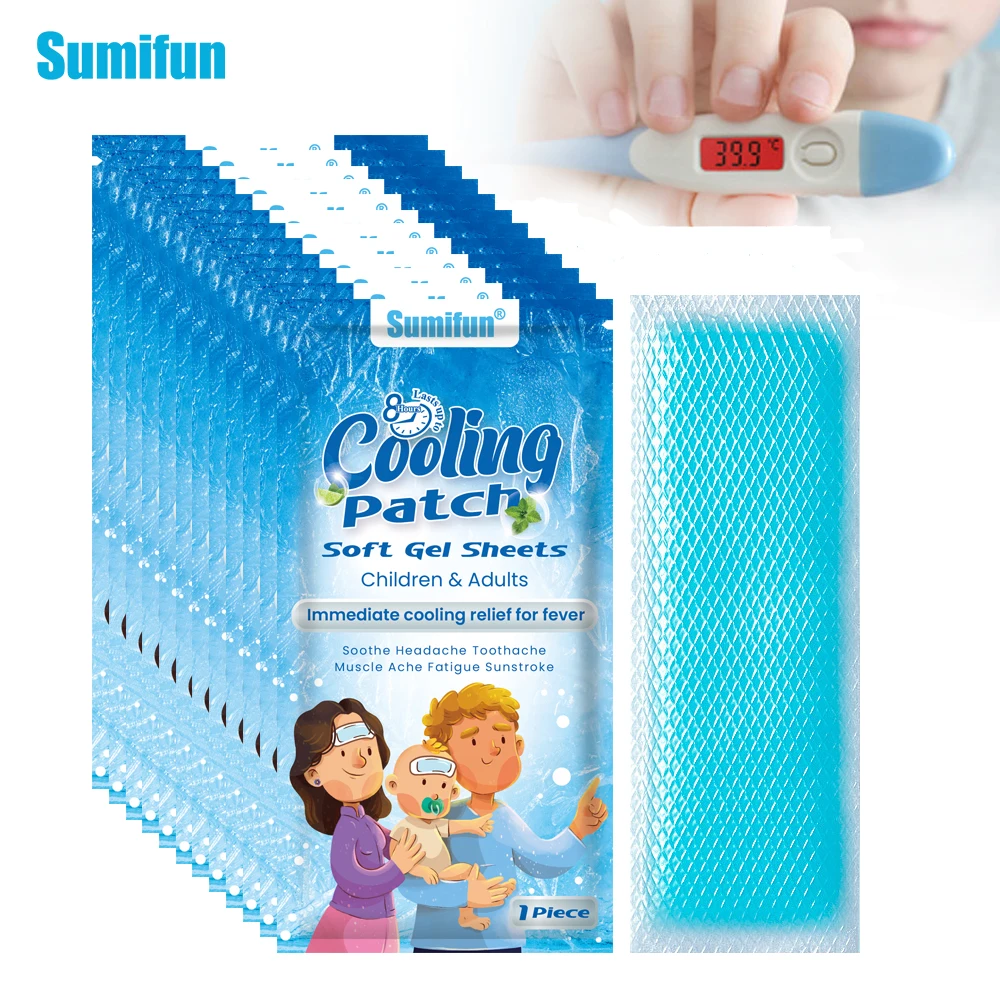 

5/10/30/50Pcs Sumifun Fever Down Patch Low Temperature Cooling Gel Relieve Heatstroke Headache Baby Adult Health Care Plaster