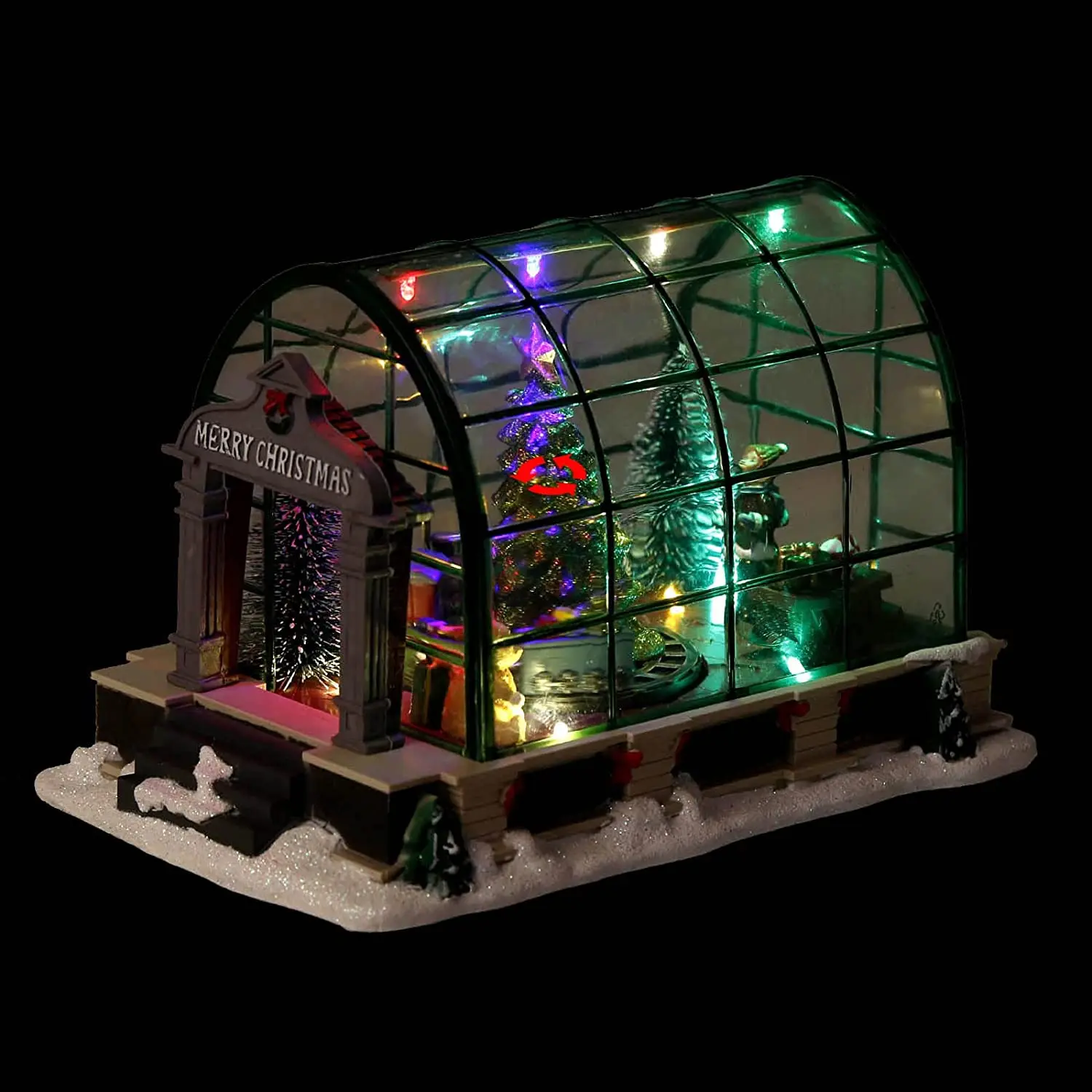 Animated Lighted Christmas Village Greenhouse Collectible House