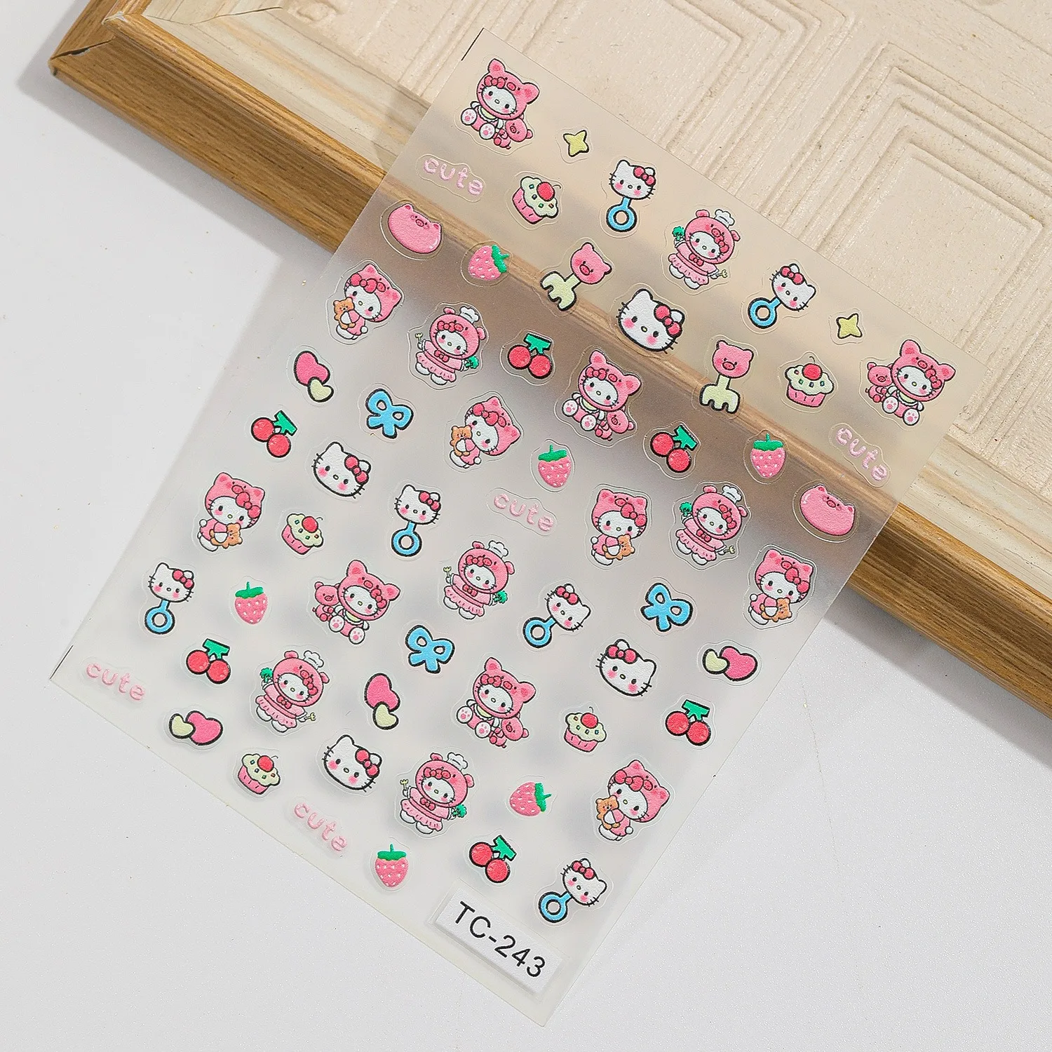 1 Stück 5D Geprägte Cinnamoroll Hello Kitty Nagelaufkleber Niedliche Cartoon Langlebige Melody Nagelkunst-Accessoires Kuromi Nagelcharms – Detail 13