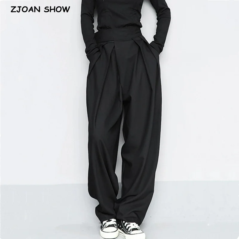 Women-Ruched-Front-Long-Loose-Korean-Trousers-Full-Length-Bottom-Gray ...