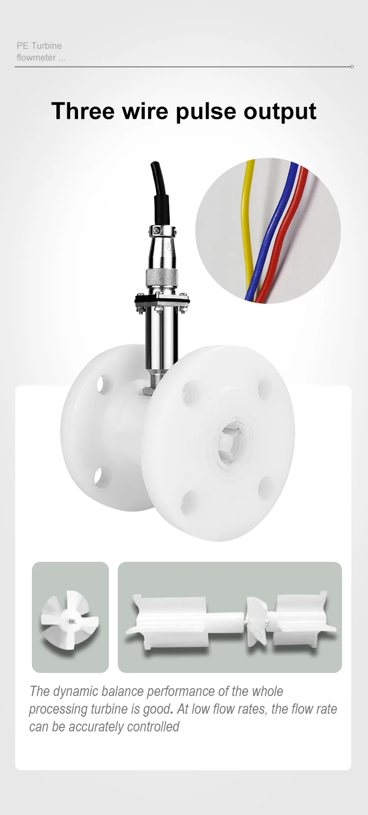 DN15 Anti-corrosion Turbine Flow Meter PE Material Water Flowmeter Acid and Alka