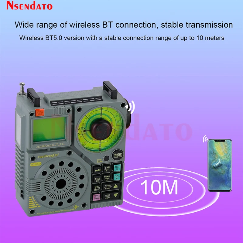 hrd a320 air fm mw sw vhf wb multi band radio Portable Bluetooth-Compatible Speaker Aviation AIR Maritime Band Radio For TF Card
