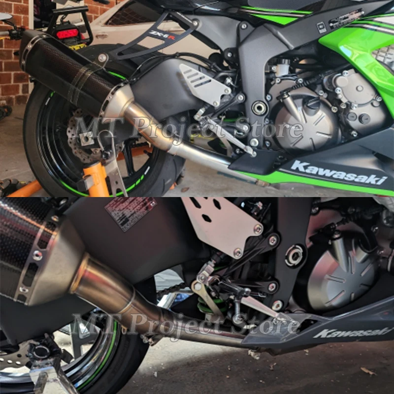Motorcycle Exhaust Muffler Modified Stainless Steel Middle Link Pipe Slip On For Kawasaki ZX6R ZX-6R Ninja 636 2009 - 2019 Years - Image 2