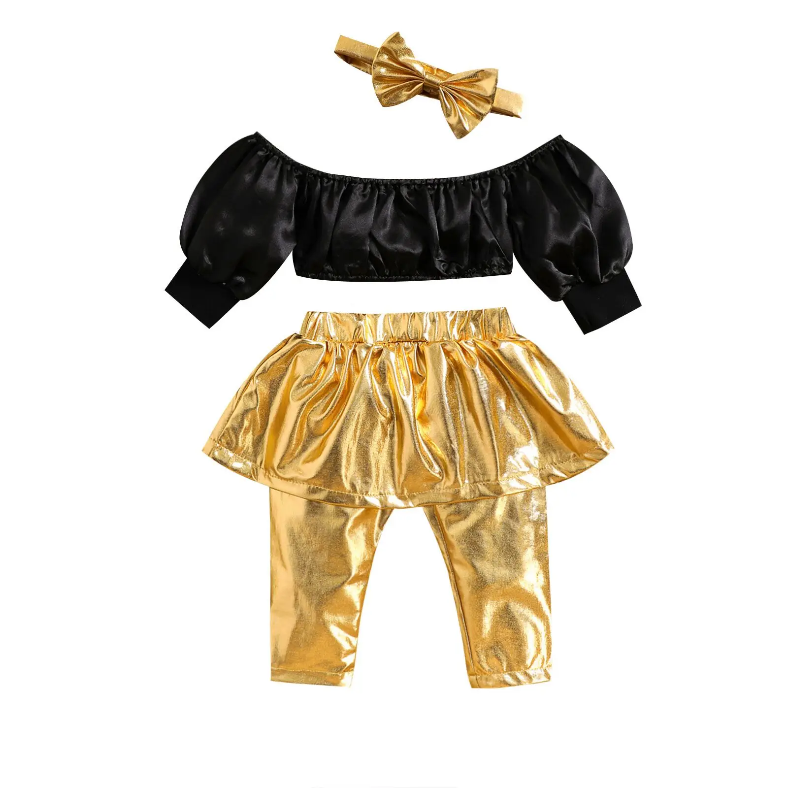 Infant Baby Girls Tops Pants Suit, Long Sleeve Off Shoulder Neck Crop