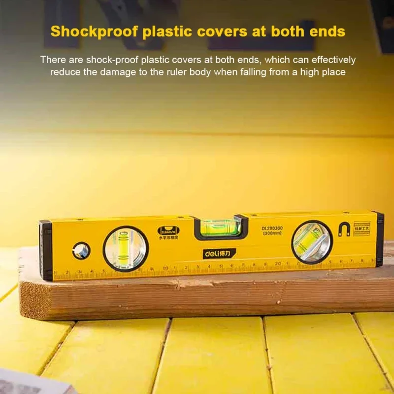 Deli High Precision Spirit Level Magnetic High Bearing Ruler Lever Bubbles Rustproof Horizontal Ruler Balance