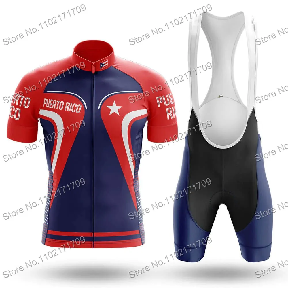 Love Puerto Rico Cycling Jersey Set Mens Cycling Clothing Summer MTB Maillot Kit Road Bike Shirts Suit Bicycle Bib Shorts