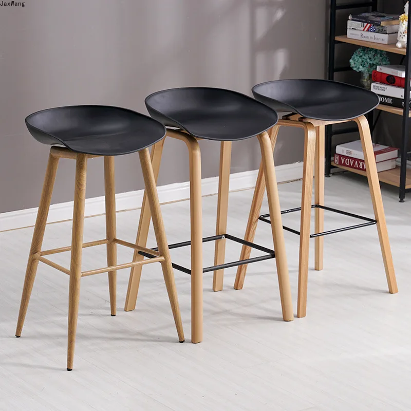 

Minimalist StylishNordic Bar Stool Creative Bar Chair Modern High Footstool Solid Wood Front Chair Sillas Bar Furniture WK