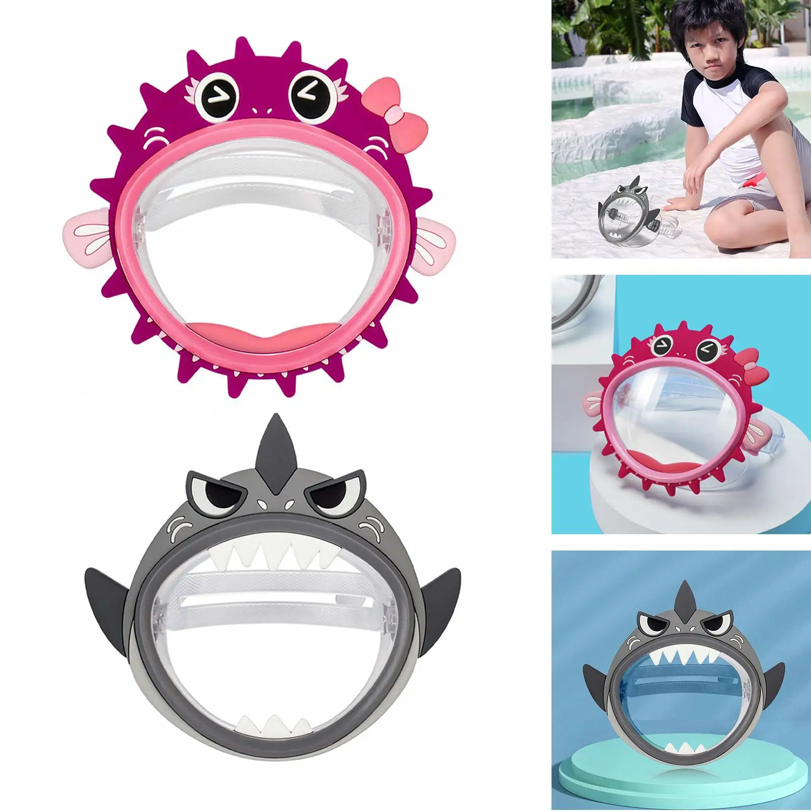 Kids Swim Mask Diving Mask with Nose Cover Anti Leak Snorkel Dive Goggles
