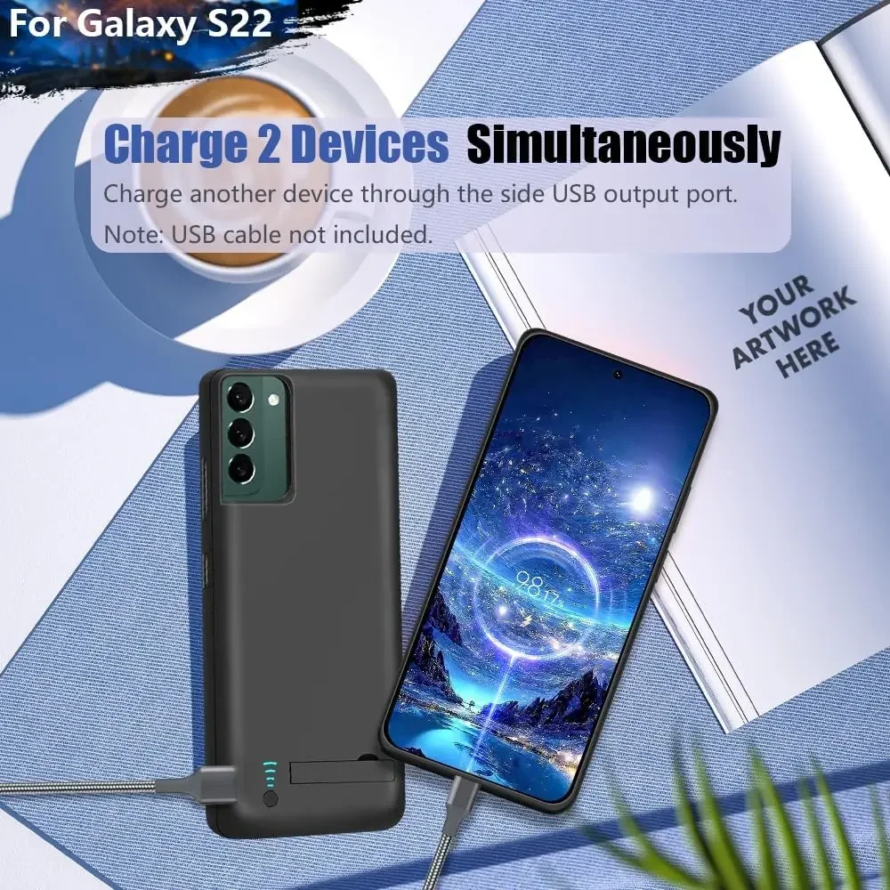 제이오웨이드 삼성 갤럭시 S22 S22+ 플러스 S22 울트라용 10000mAh 배터리 충전 케이스 파워 뱅크 충전 폰 커버