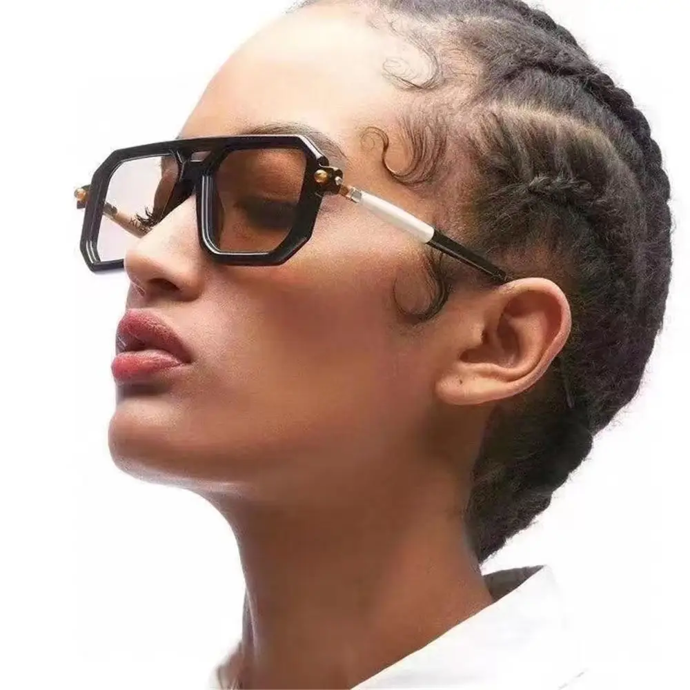 

Retro Double Bridge Women's Sunglasses Fashion Leopard Sun Glasses Trendy Street Wear Shades Men's Shades UV400 Eyewear