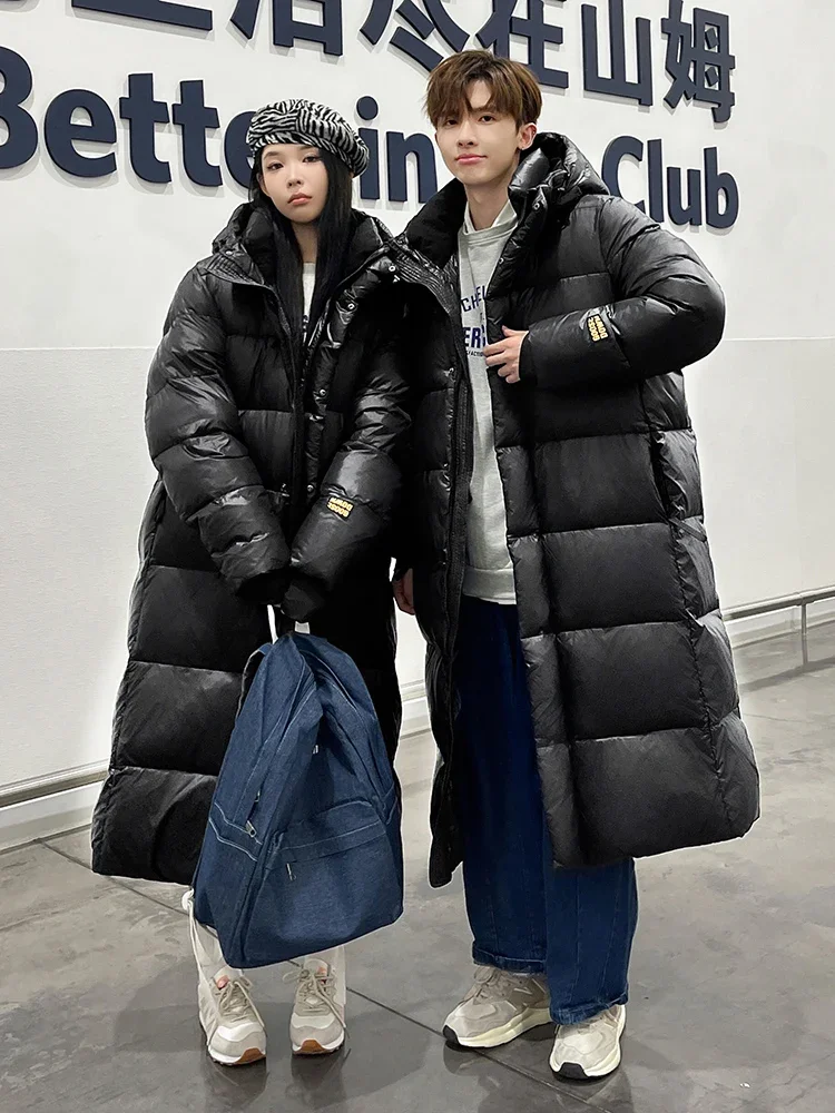 90% White Goose Down Jacket Fashion Outdoor Black Gold Design Brand Coat Couple Long Hooded Fashion Brand Parka Coat New
