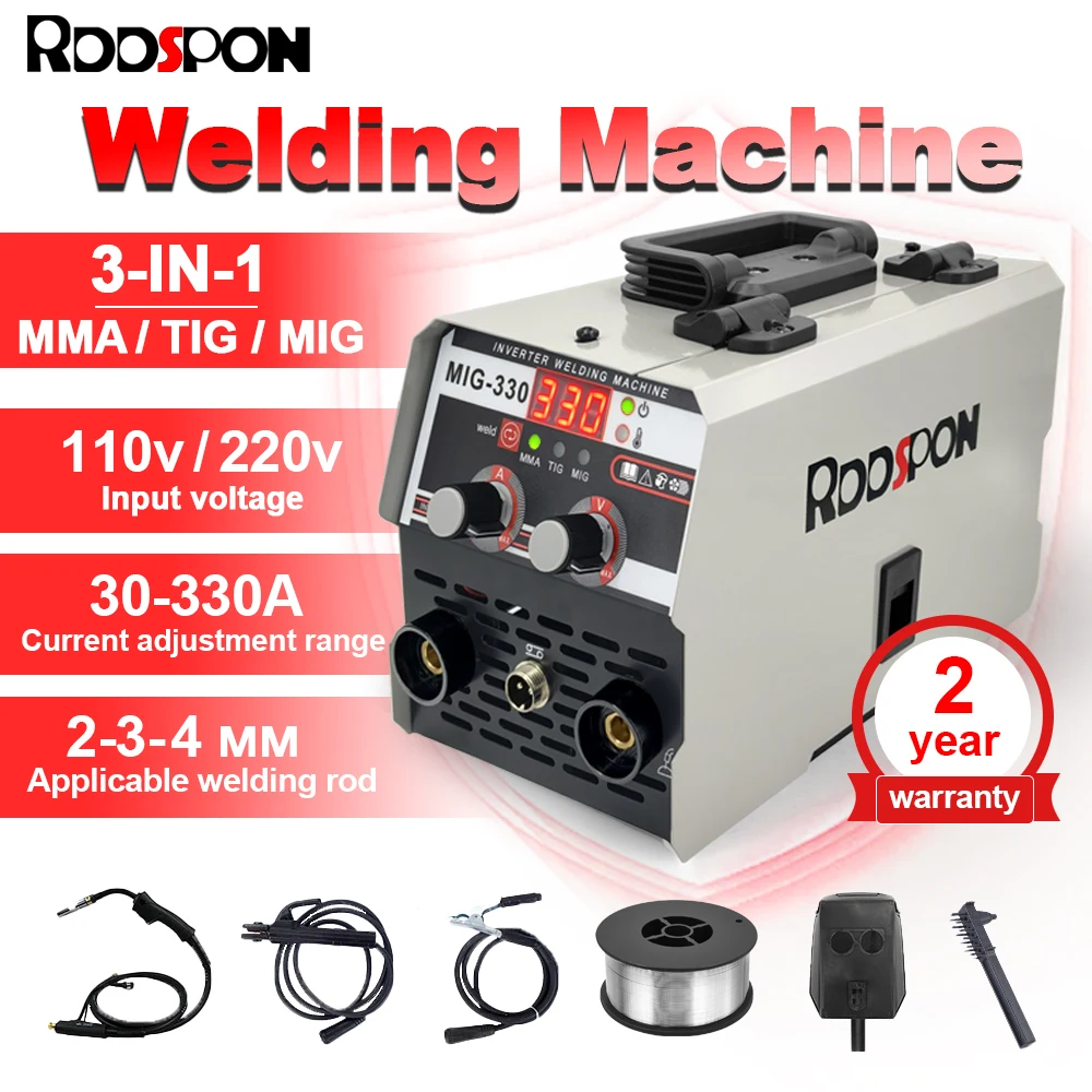 Welding Welders 3 In 1 330A MIG Welding Machine For Home Use LED Digital Display TIG MMA Welder Welding Equipment Automatic Wire Feeding