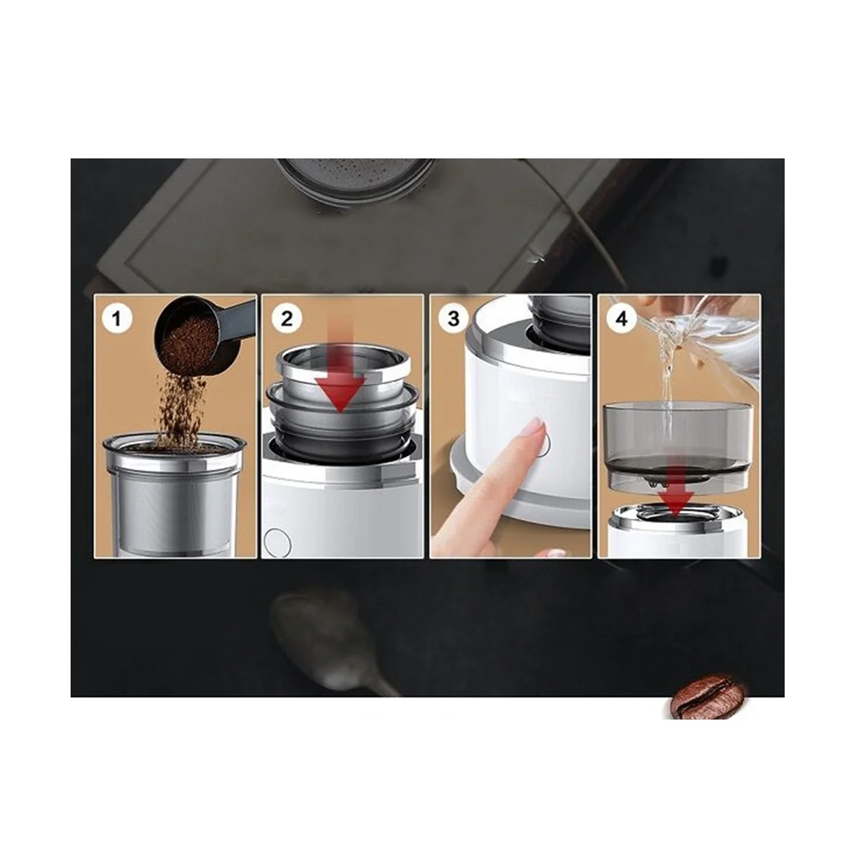 Mini Coffee Machine Semi-Automatic Coffee Brewer Manual Drip Coffe Brewing Equipment Food Processor Coffee Grinder 2