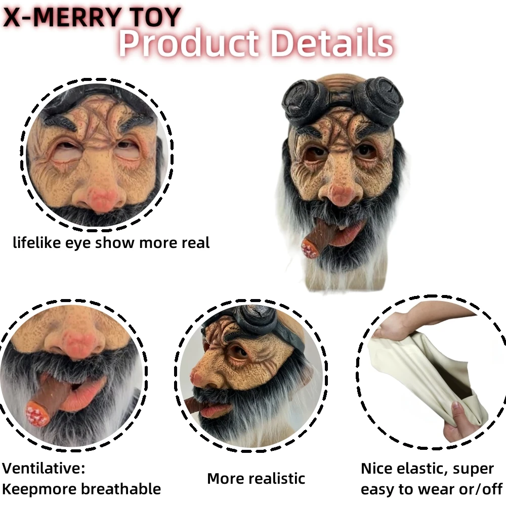 قناع وجه واقعي للرجل العجوز إكسسوارات تأثيري قناع...