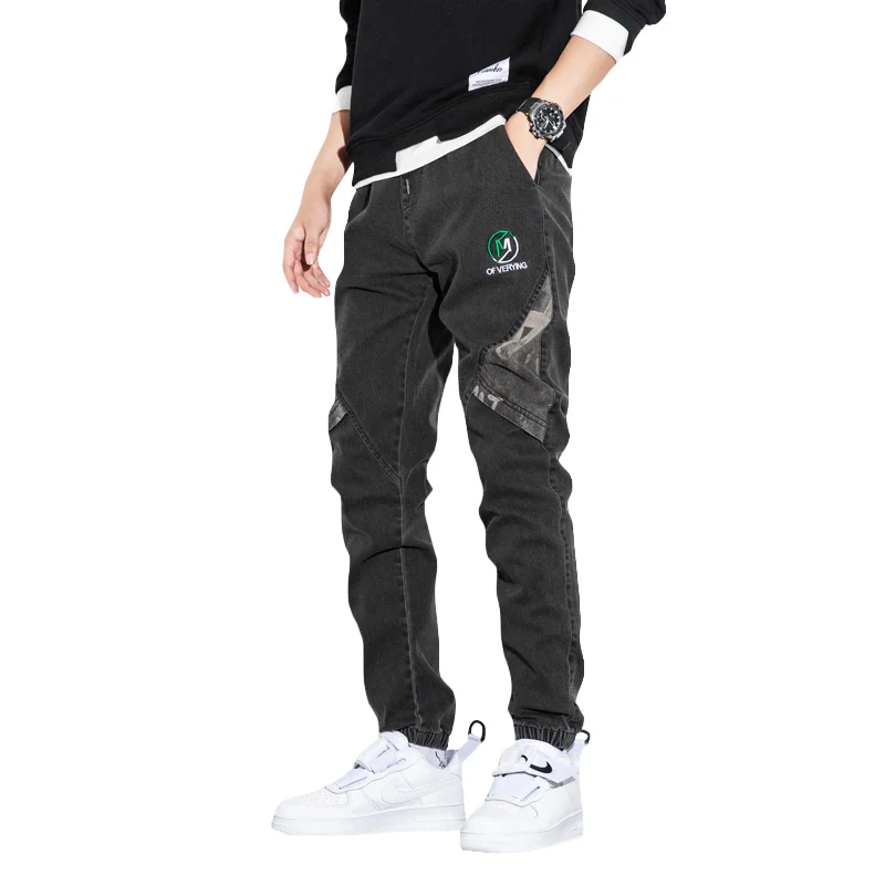 

Mens 2022 New Fashion Elastic Jeans Men Casual Cotton Washed Trousers Men Scratch Wear Resistant Multiple Pockets Jean Pants Men