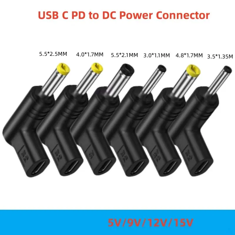 노트북 DC 전원 어댑터 키트 USB 타입 C 여성형 DC 플러그 전원 커넥터 3.0x1.1mm/3.5x1.35mm/4.8x1.7mm/4.0x1.7mm/5.5x2.1mm